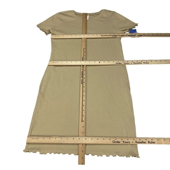 ABOUND Women's Mini Raincheck Dress Beige Cream Ribbed  Short Sleeve - Large - Picture 6 of 14